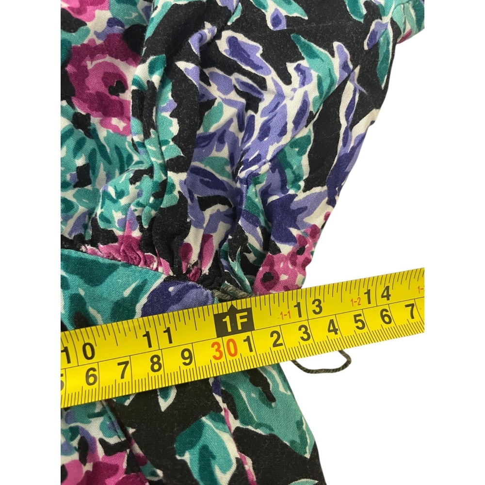 Crazy 4 U Womens Romper L Vintage Floral Short‎ Sleeve Tropical Summer Hippie - Picture 11 of 14